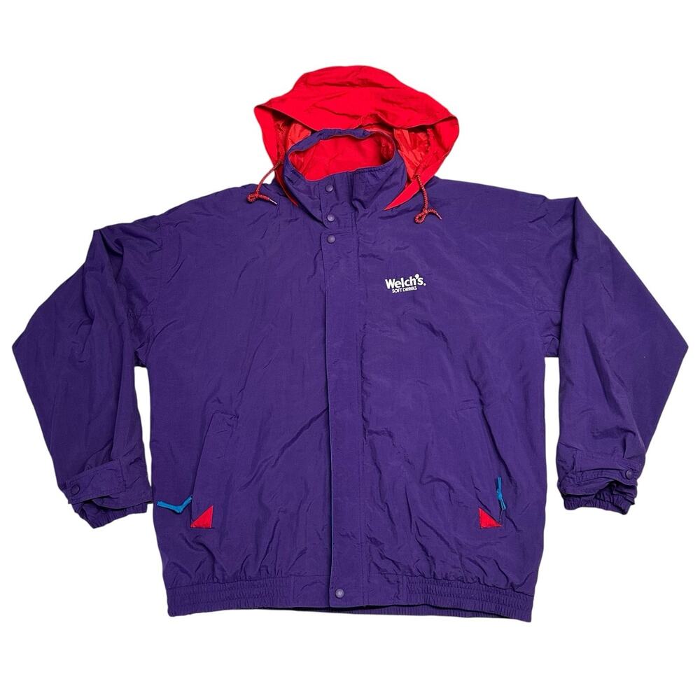 Vintage Welch’s Soft Drink 90s Windbreaker Jacket Voyager Gear size XL Retro